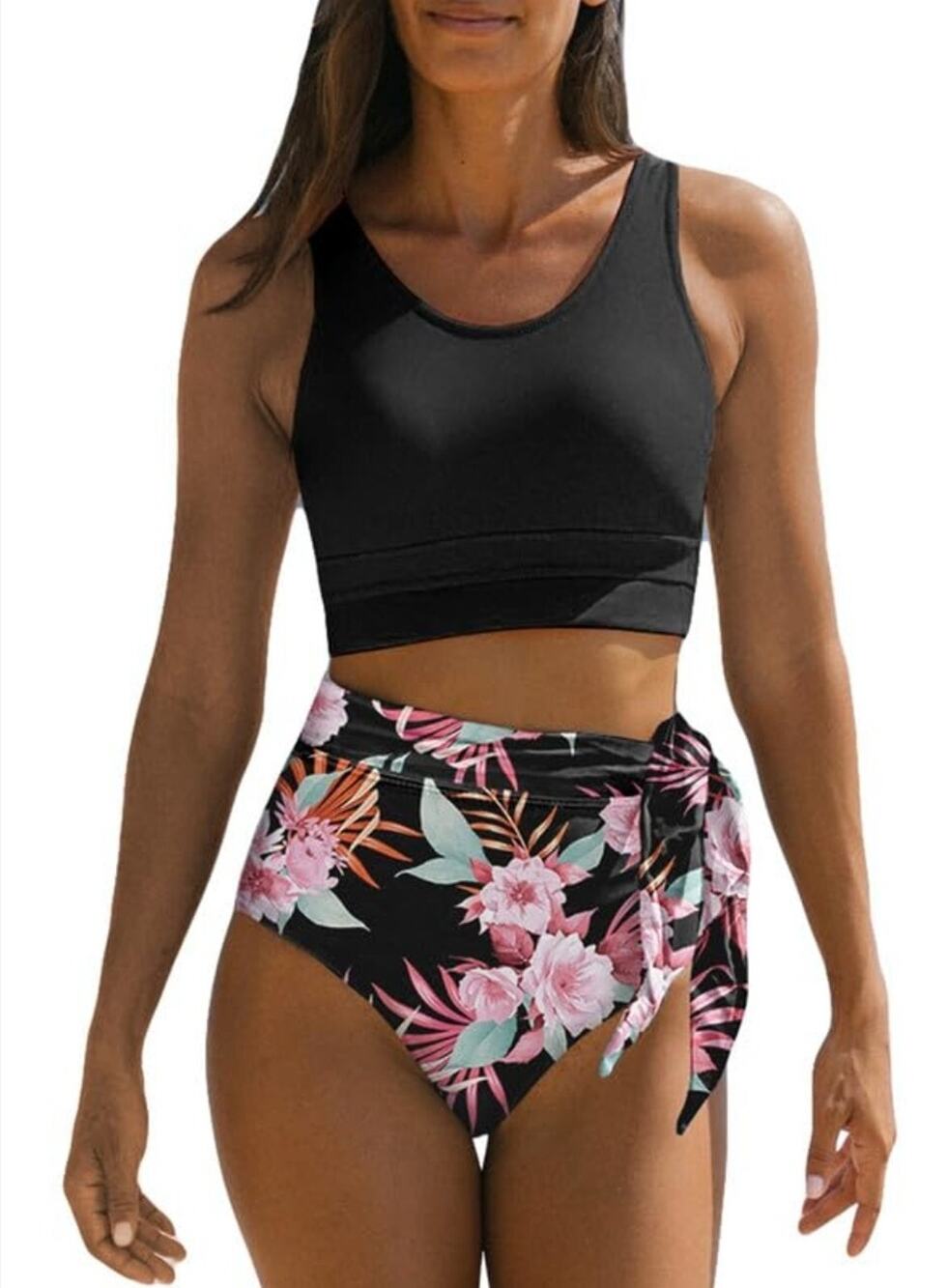 Bathing Suit for Women Tummy Control Fashion Floral Print Sexy Swimsuit Small